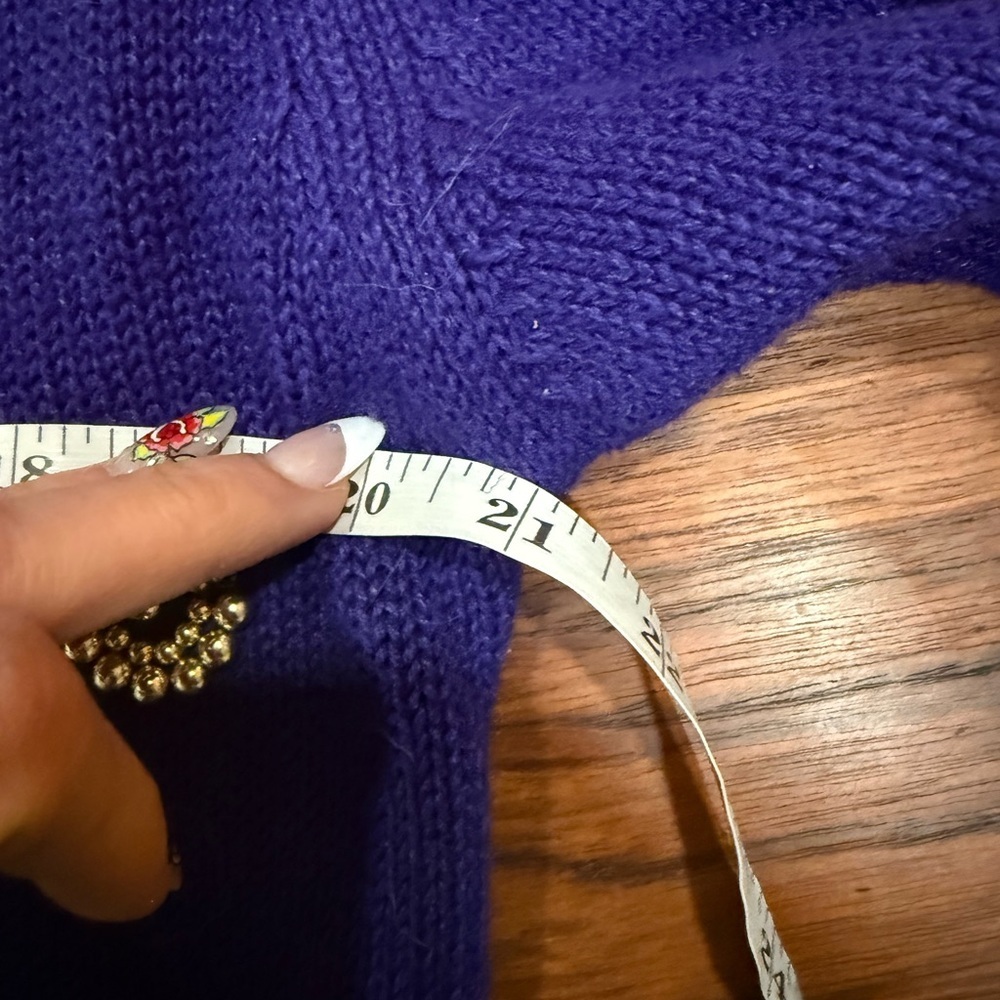 Vintage Purple Studded Knit Sweater Beaded Collar Size M - Picture 10 of 12